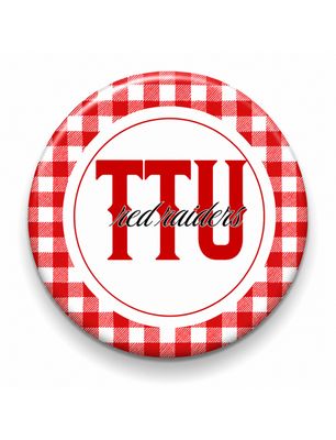 TTU Gingham Border Game Day Button