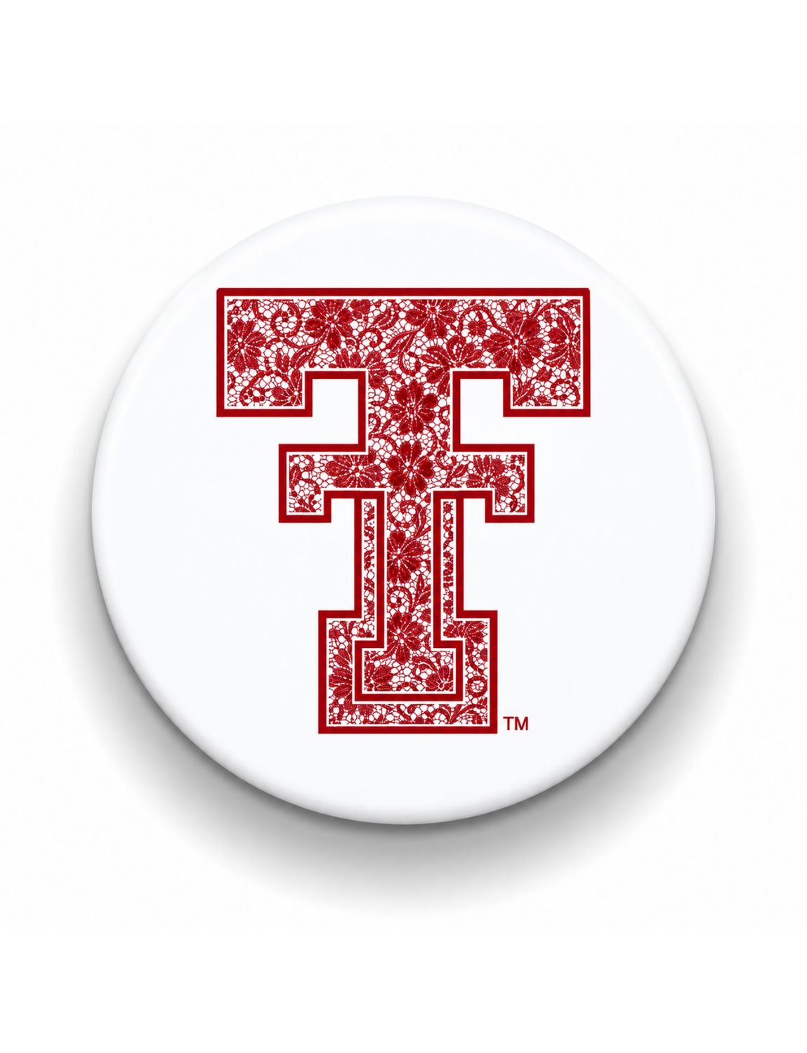 Floral Red Double T Game Day Button