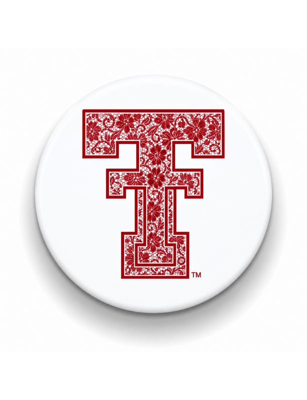 Floral Red Double T Game Day Button