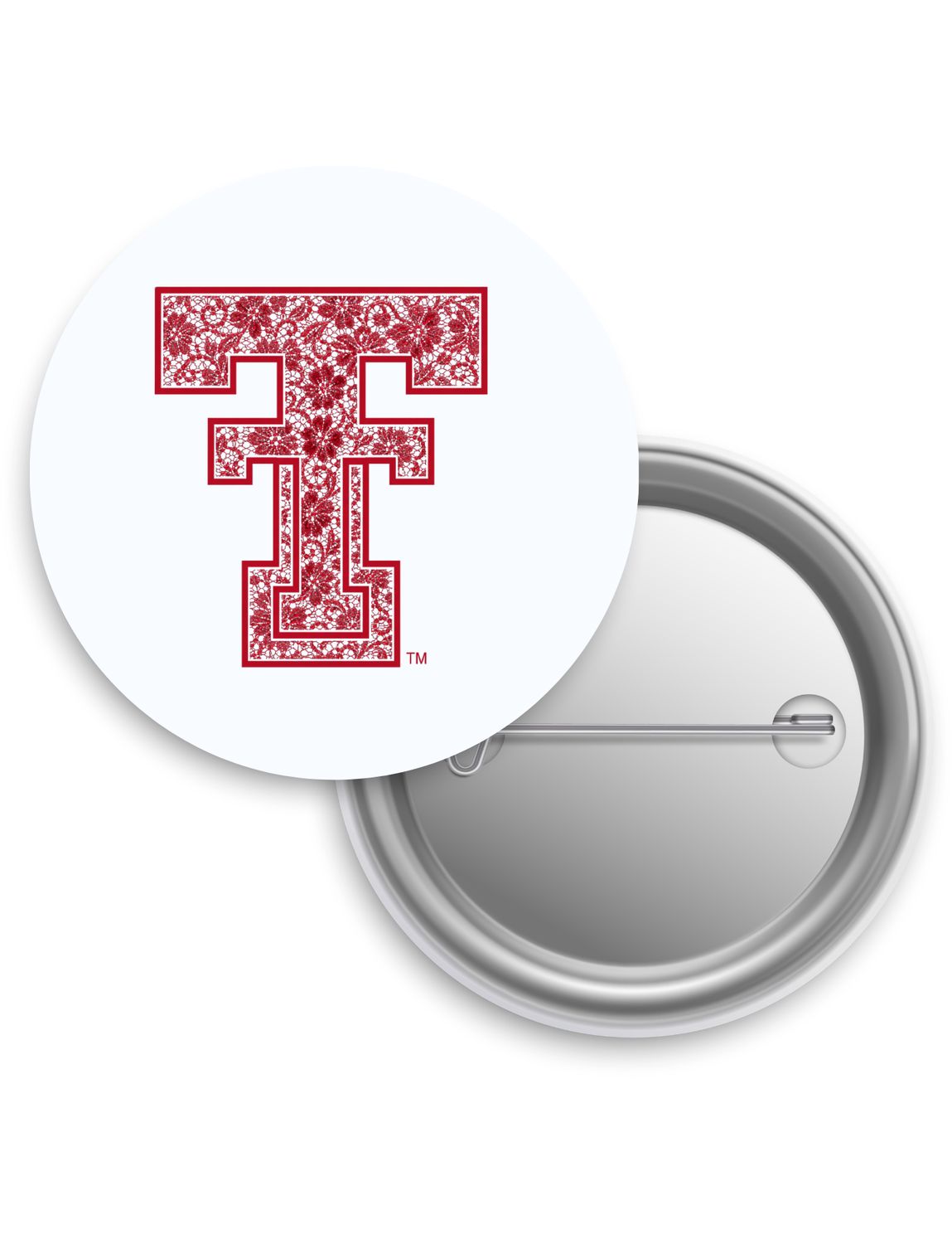 Floral Red Double T Game Day Button