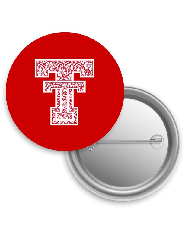 Floral White Double T Game Day Button