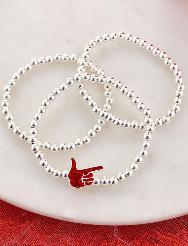 Guns Up Sparkle Hand Silver Bracelet