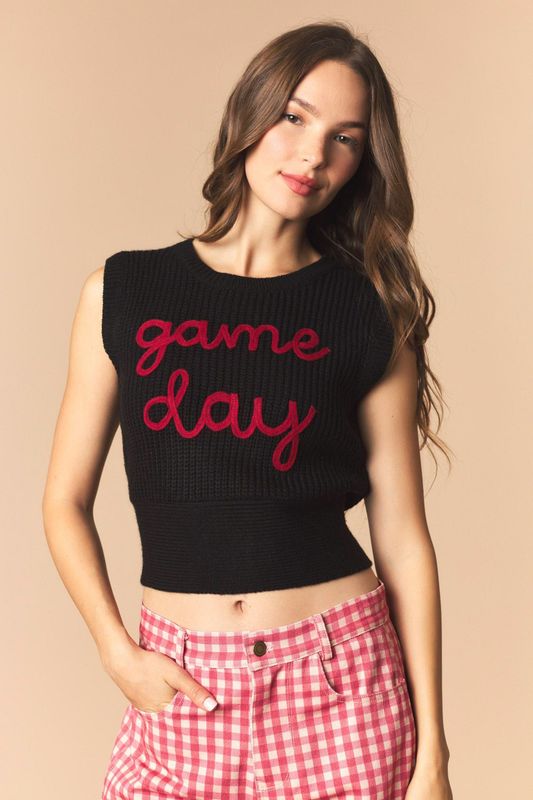 Gameday Gingham Back Bow Sweater Vest