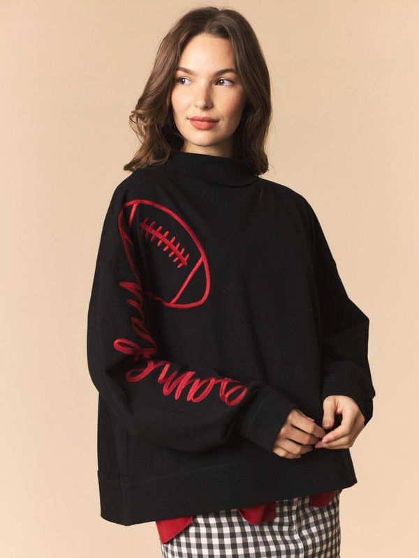 Gameday Embroidered Sleeve Mock Neck