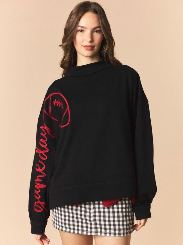 Gameday Embroidered Sleeve Mock Neck