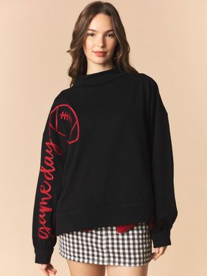 Gameday Embroidered Sleeve Mock Neck