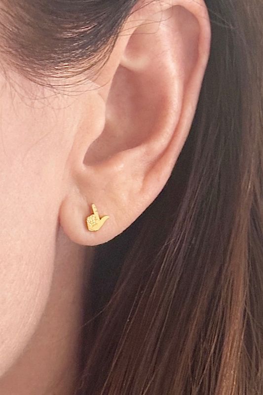 Mini Guns Up Gold Earring Studs