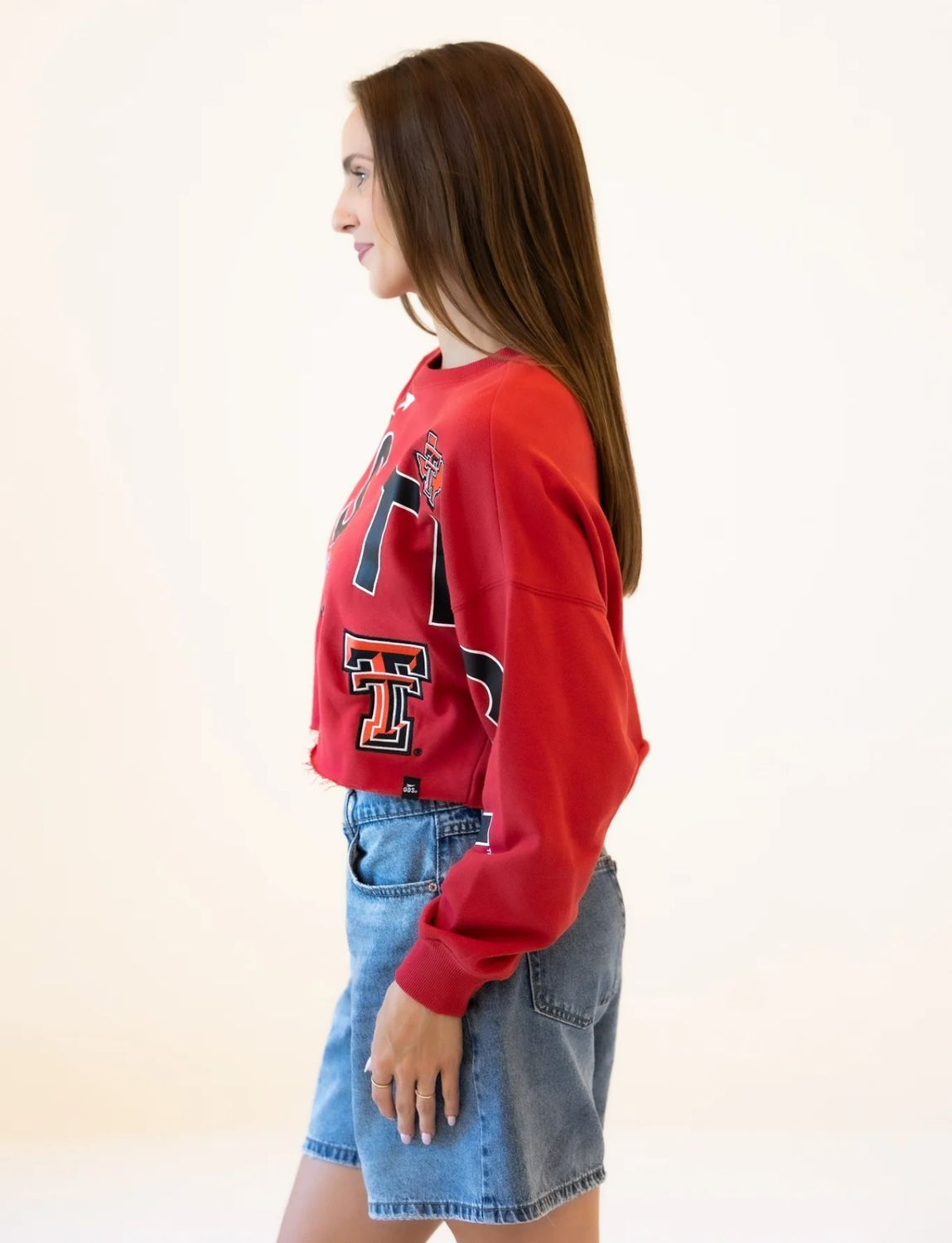 Patched Logos Crop Sweatshirt