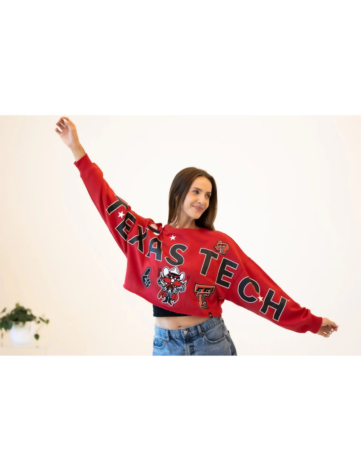 Patched Logos Crop Sweatshirt