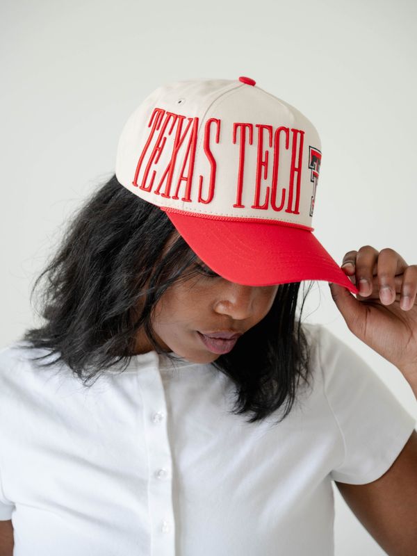 Oversized Logos Ladies Two Tone Cap - Cream/Red