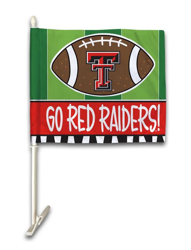 Go Red Raider Football Car Flag