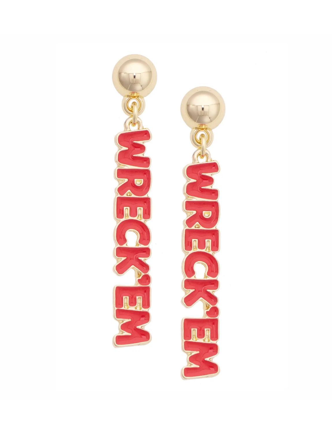 Wreck 'em Puff Gold Dangle Earrings
