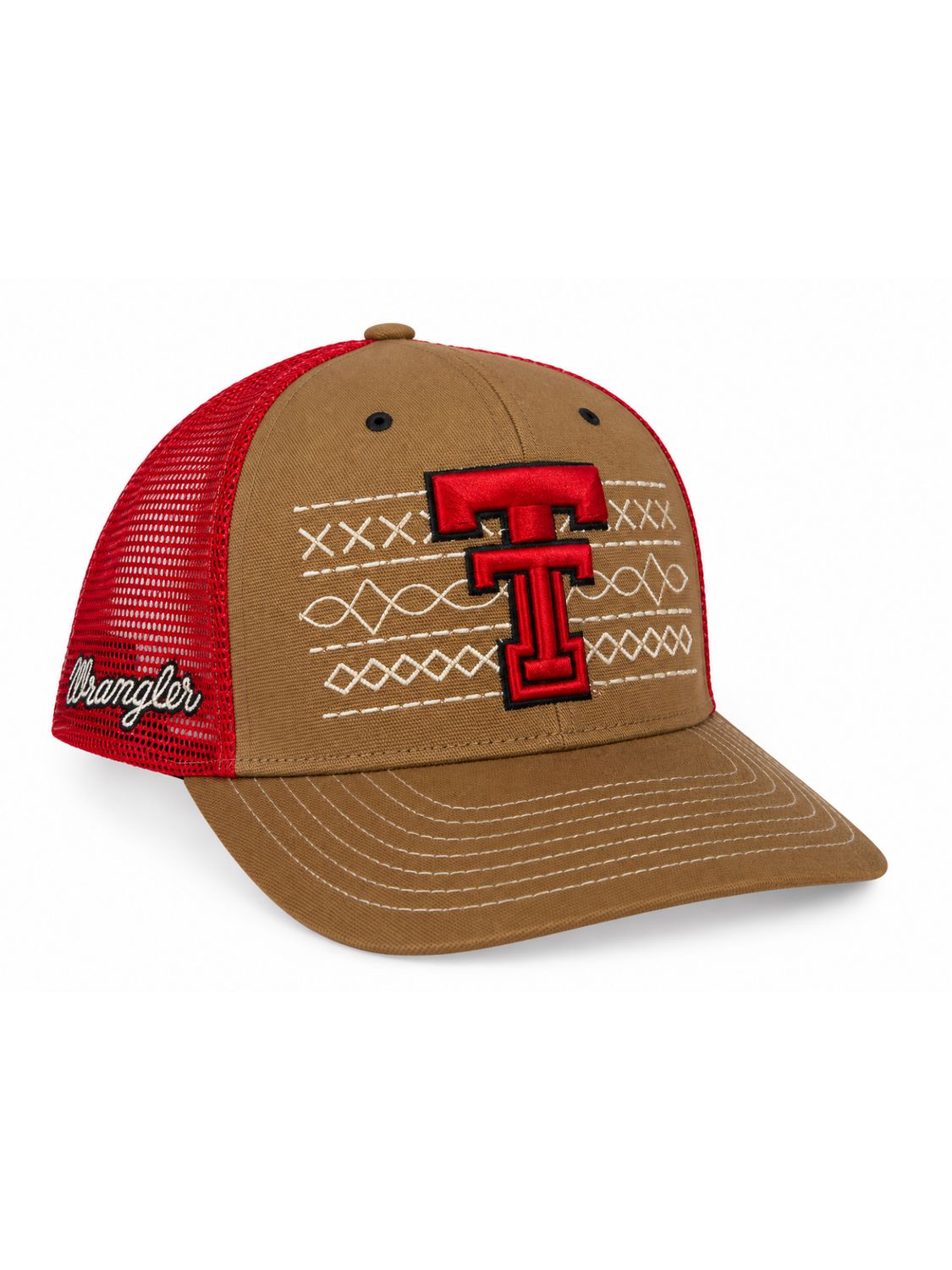 Wrangler Outrider  Canvas Mesh Cap - Brown/Red