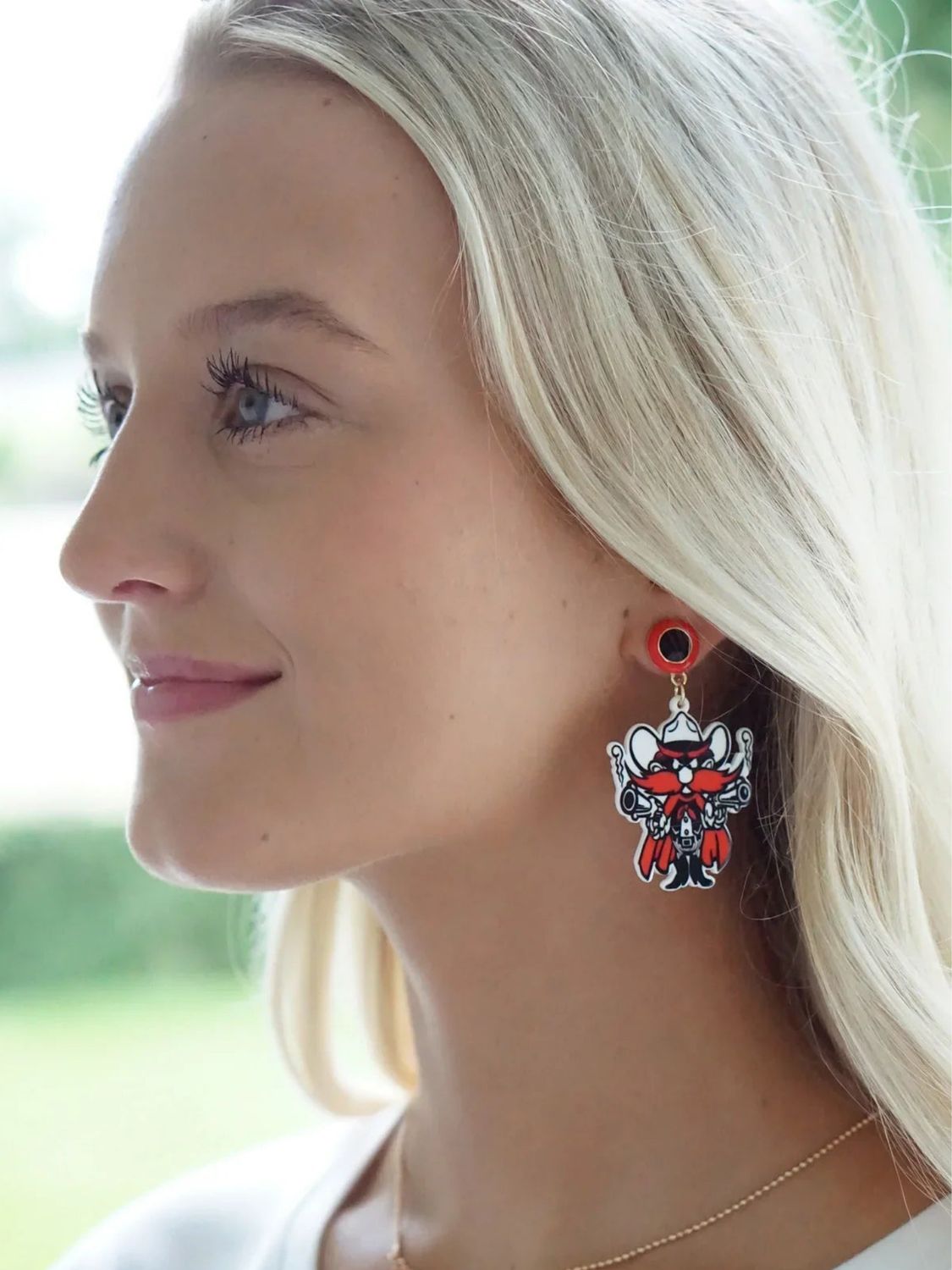 Raider Red Dangle Earrings