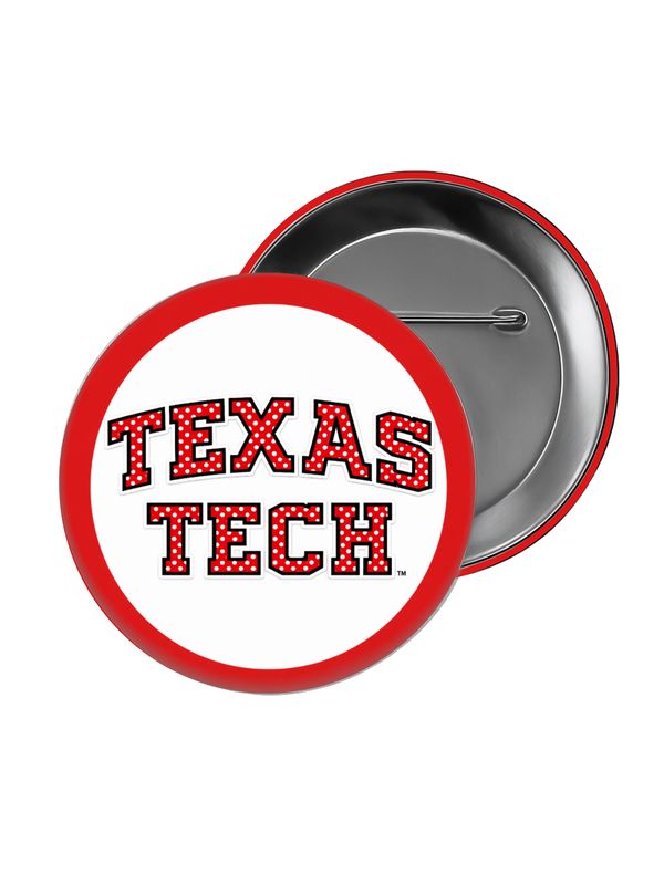 Polka Dot Tech Arch Game Day Button - Red