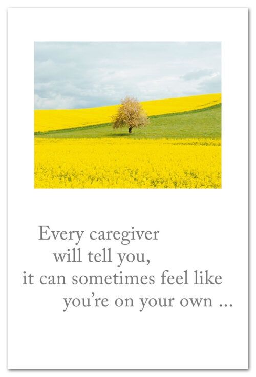 CARD CAREGIVER SUPPORT, LONE TREE IN YELLOW FIELD