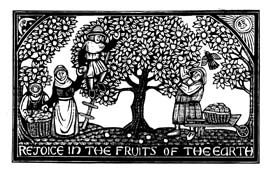 CARD, REJOICE IN THE FRUITS OF THE EARTH, MARY AZARIAN, blank card