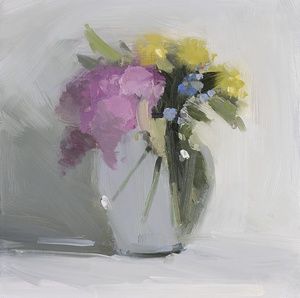 CARD, LILACS, FORGET ME NOTS, PRIMROSE