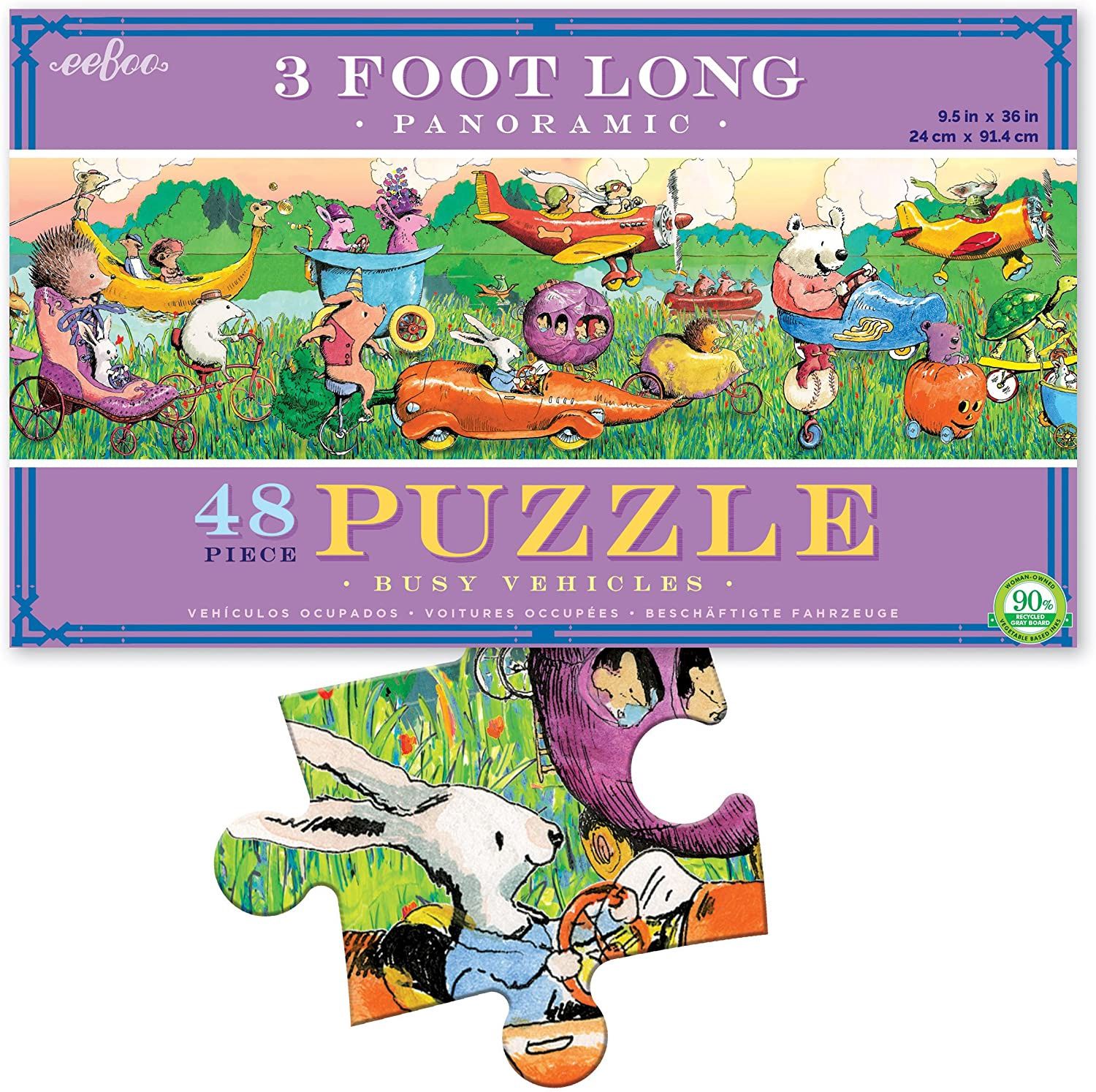 PUZZLE. Panoramic BUSY VEHICLES, eeBoo - 48 PIECES (3 Feet Long) *SALE* Reg. $13