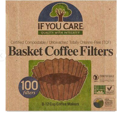 BASKET COFFEE FILTERS, 8-12 cup maker, If You Care    100 filters