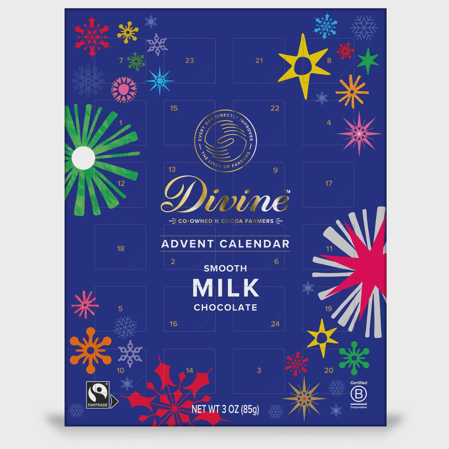 MILK CHOCOLATE ADVENT CALENDAR, 24 day, 3 oz total