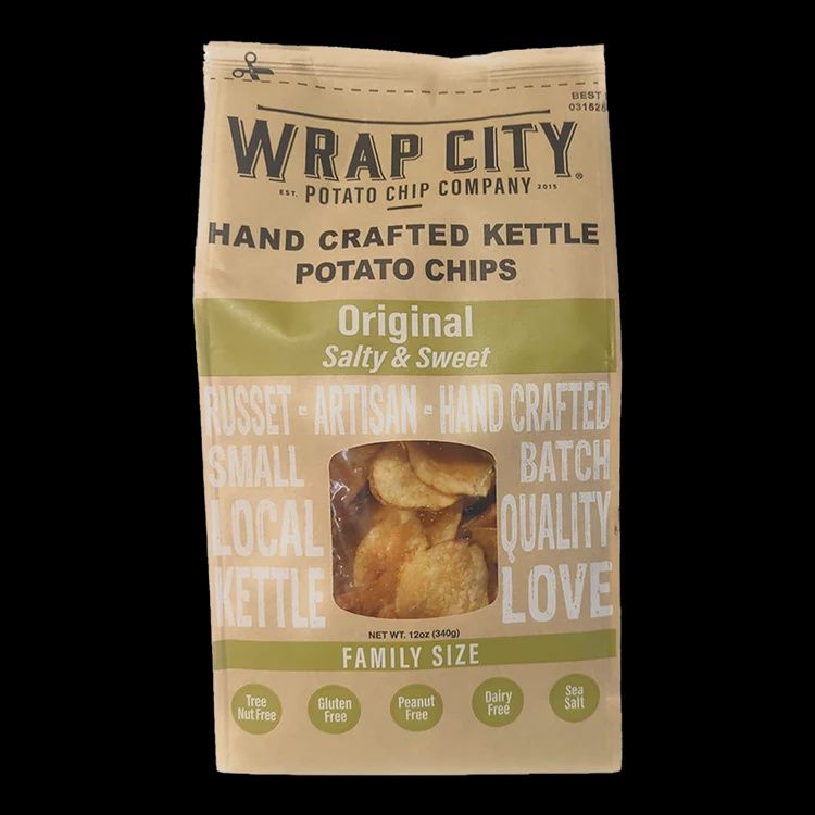 POTATO CHIPS, HAND CRAFTED KETTLE, Wrap City, 3 oz