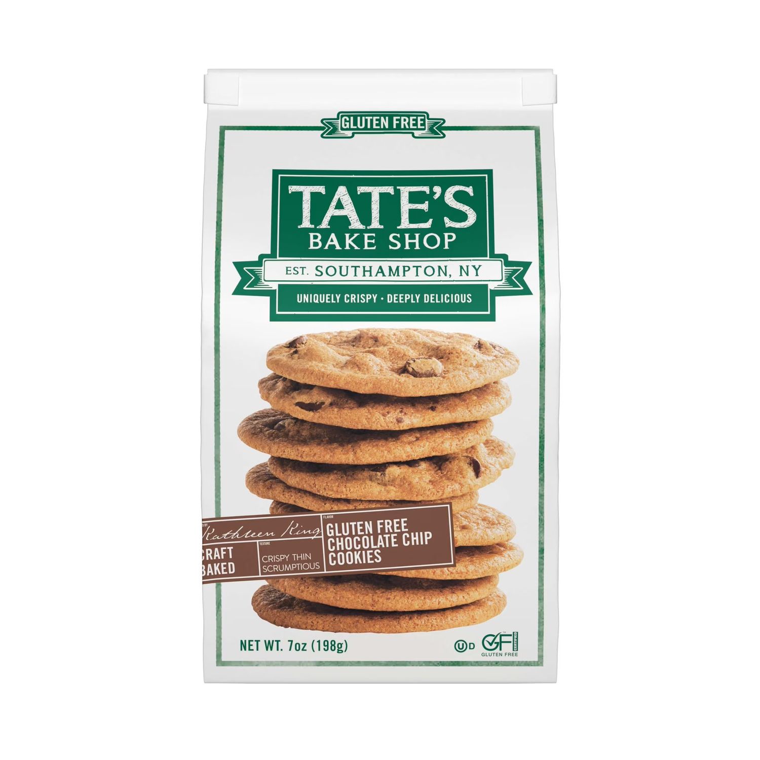 COOKIES, GLUTEN FREE, CHOCOLATE CHIP, Tate's Bakeshop - 7 Oz Bag