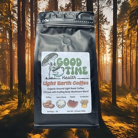COFFEE, MUSHROOM BLEND, LIGH ROAST, Good Time Health, 14.8oz