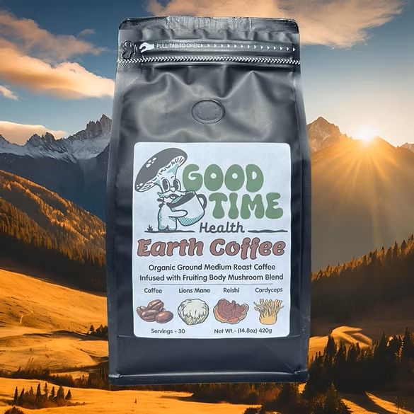 COFFEE, MUSHROOM BLEND, MEDIUM ROAST, Good Time Health - 14.8oz