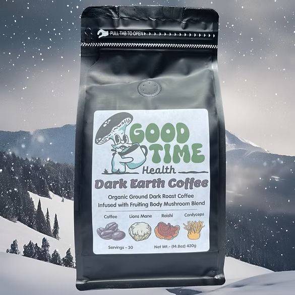 COFFEE, MUSHROOM BLEND, DARK ROAST, Good Time Health - 14.8oz