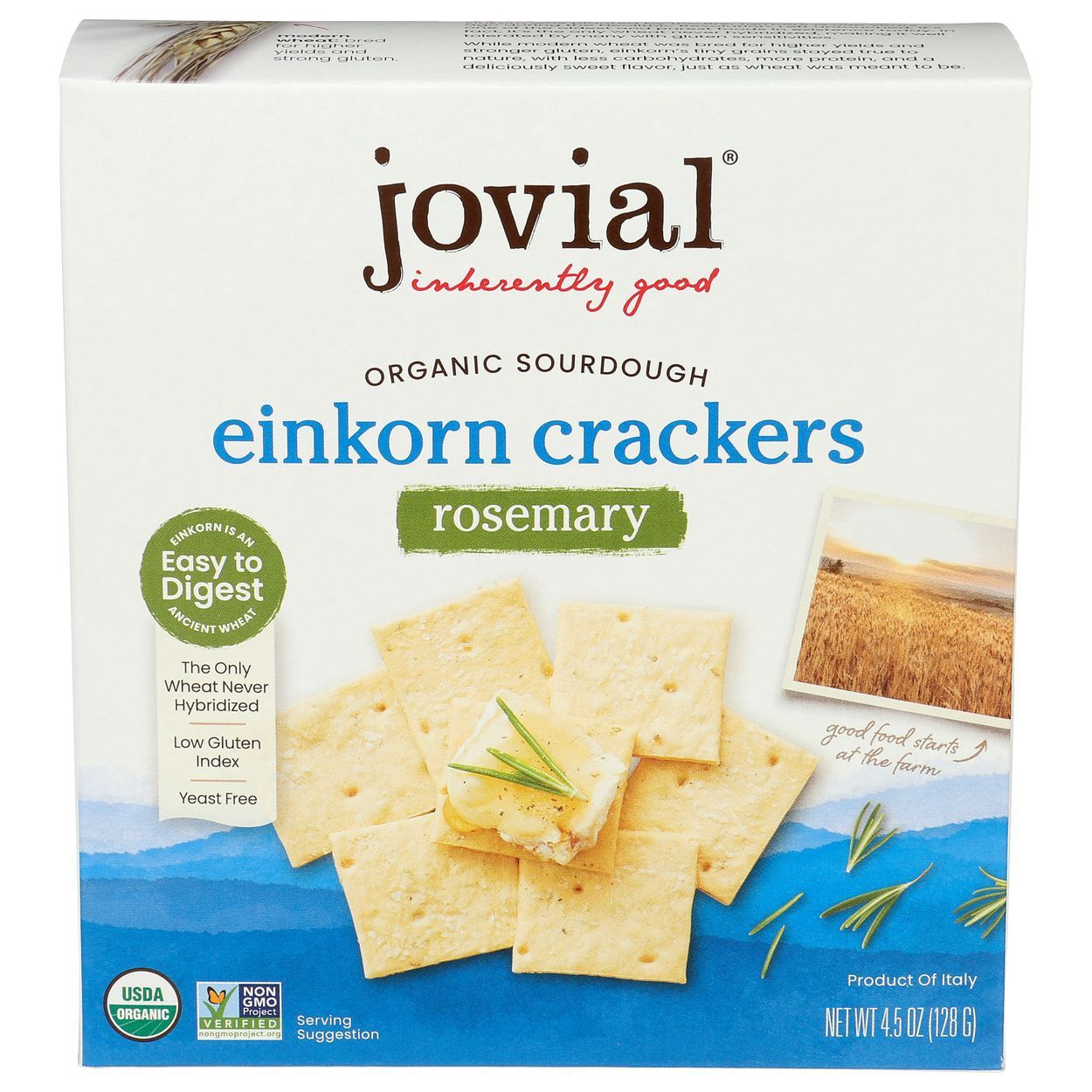 EINKORN ROSEMARY CRACKERS, Jovial, 4.5 oz
