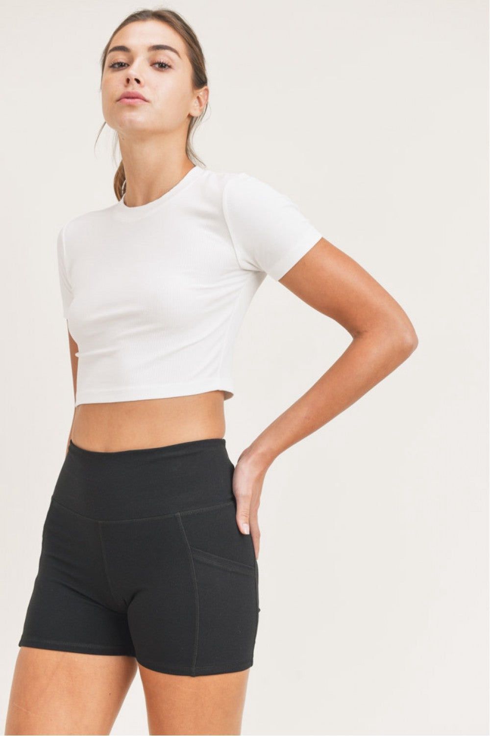 MONOB ESSENTIAL RIBBED CROP, Color: White, Size: Small
