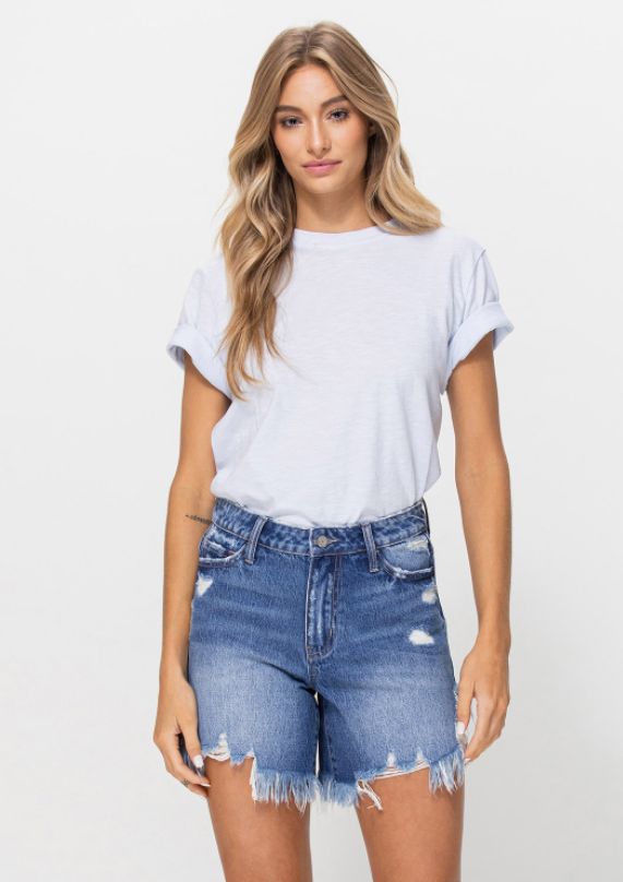 Charlie High Rise Denim Shorts