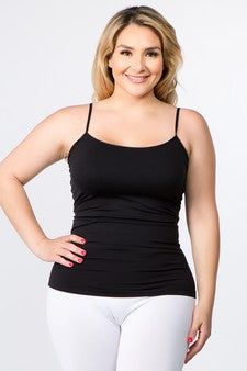 Everyday Seamless Cami Tank Top (Curvy), Color: Black, Size: One Size