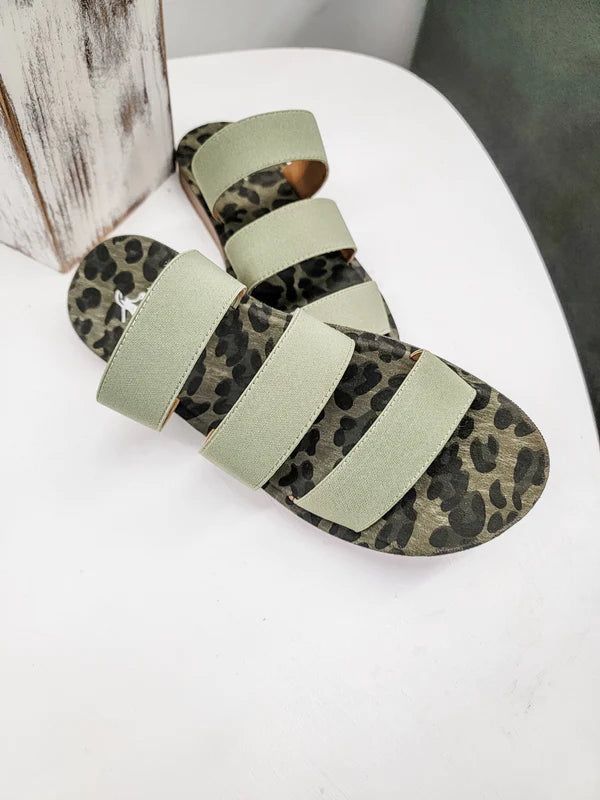 Corkys Dafne Olive Leopard Strappy Sandal