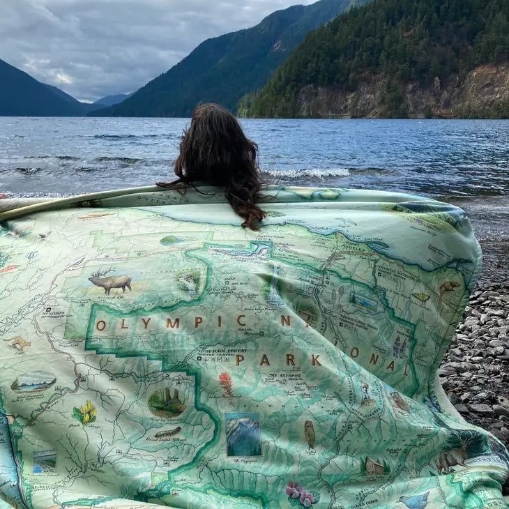 Olympic National Park Map Fleece Blanket