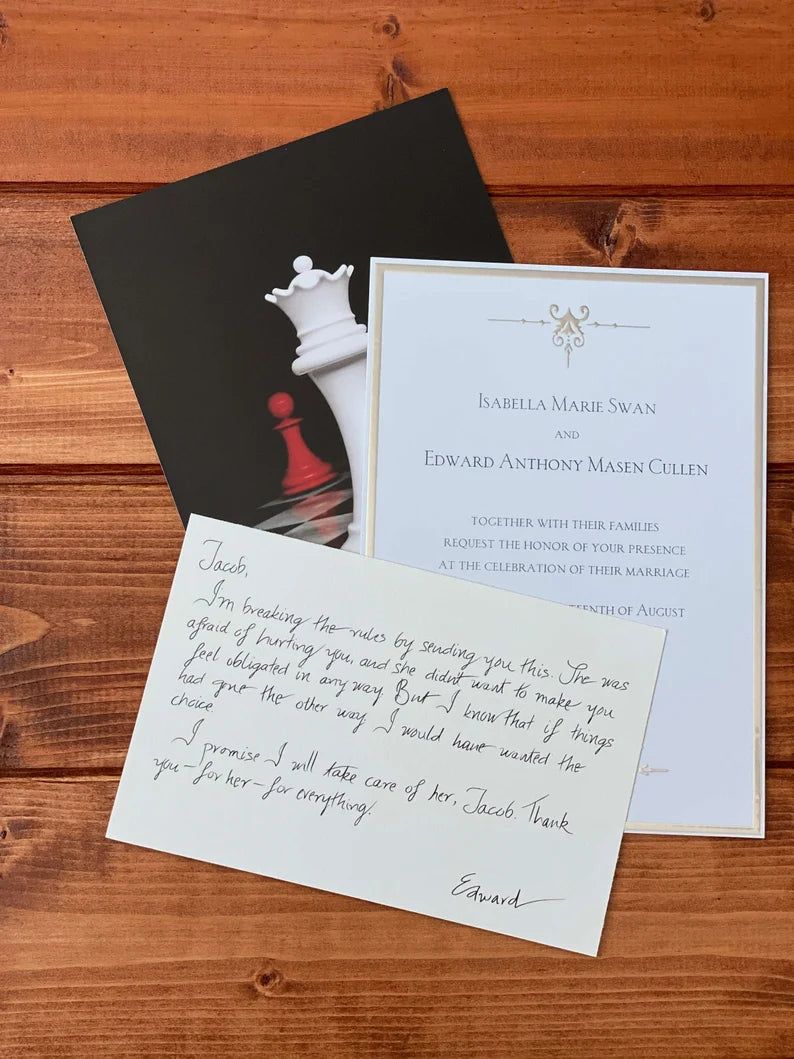 Jacob Black's Wedding Invitation With Note from Edward Cullen, The Twilight Saga, Breaking Dawn