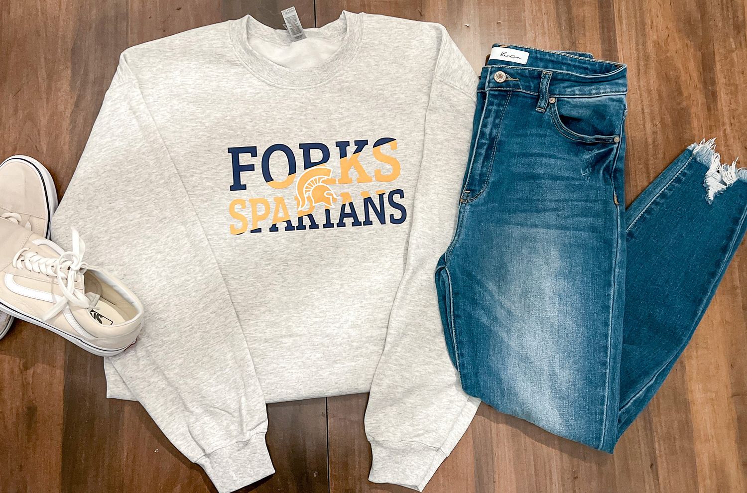 Spartans Diagonal Print Grey Crew