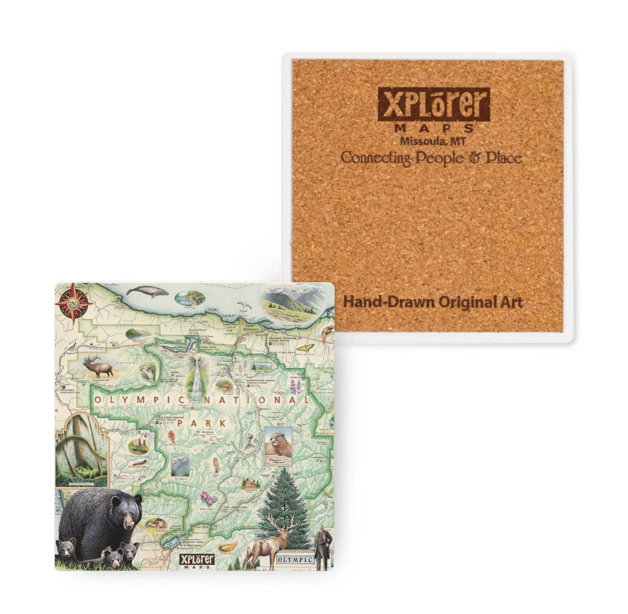 Olympic National Park Map Ceramic Coaster