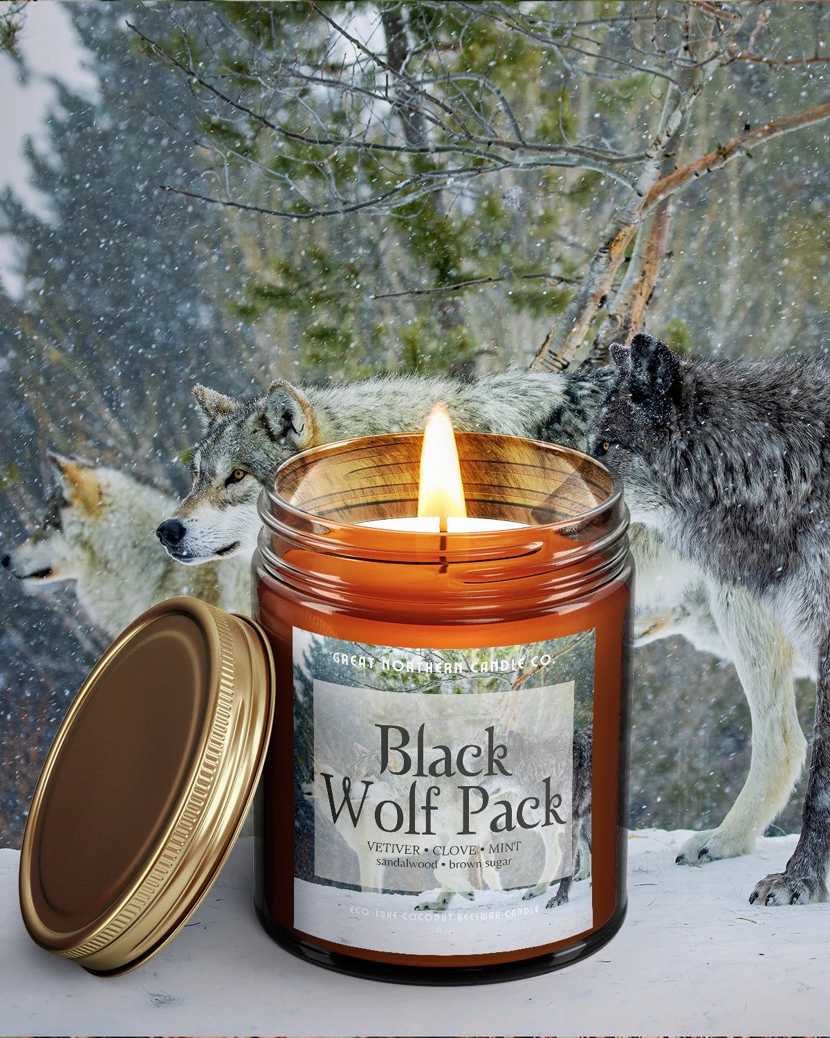 Black Wolf Pack 8 oz Eco Lux Candle