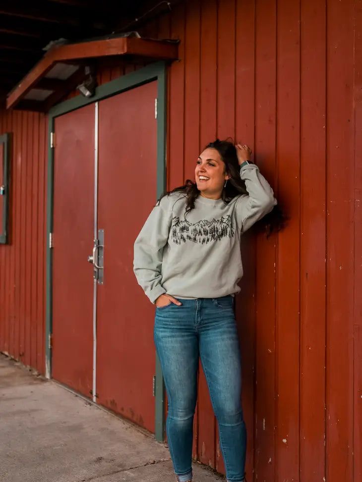 Mountain Sketch Unisex Crew Pullover