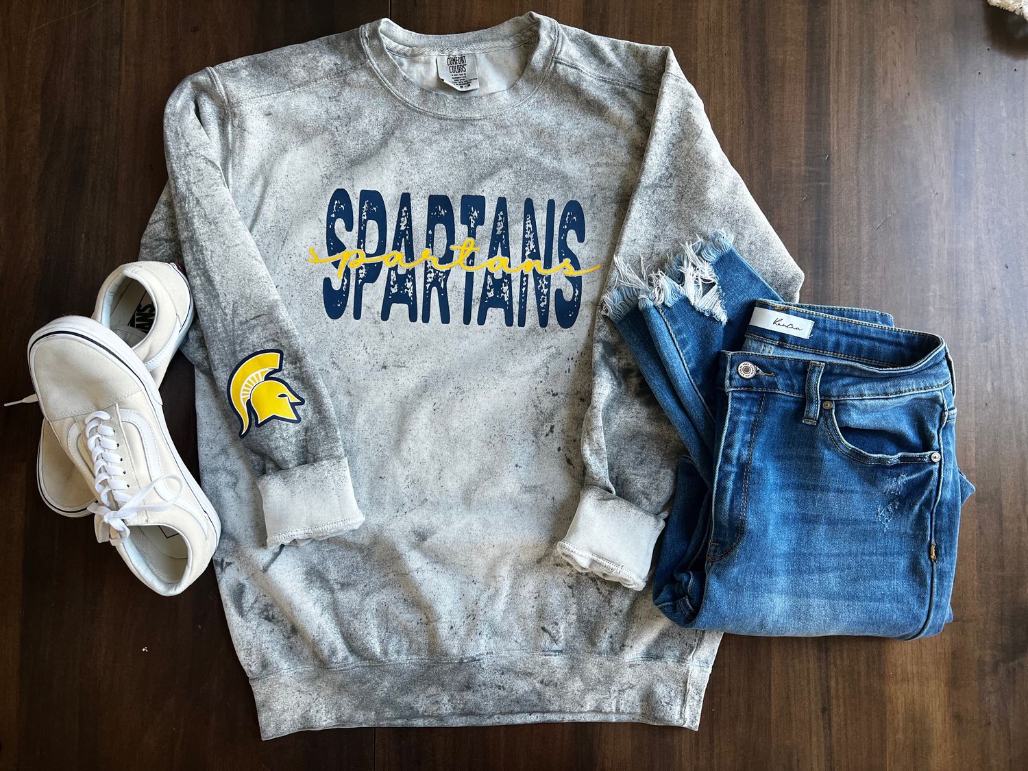 Double Spartan Comfort Colors Grey Crew