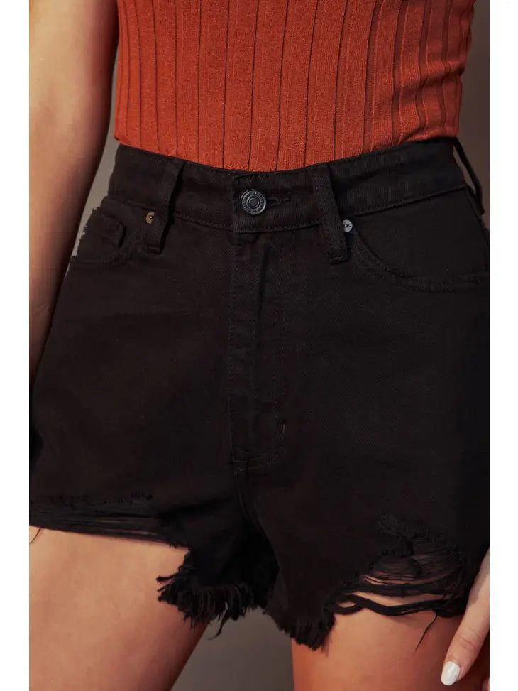 Kan Can Black at Heart Denim Shorts