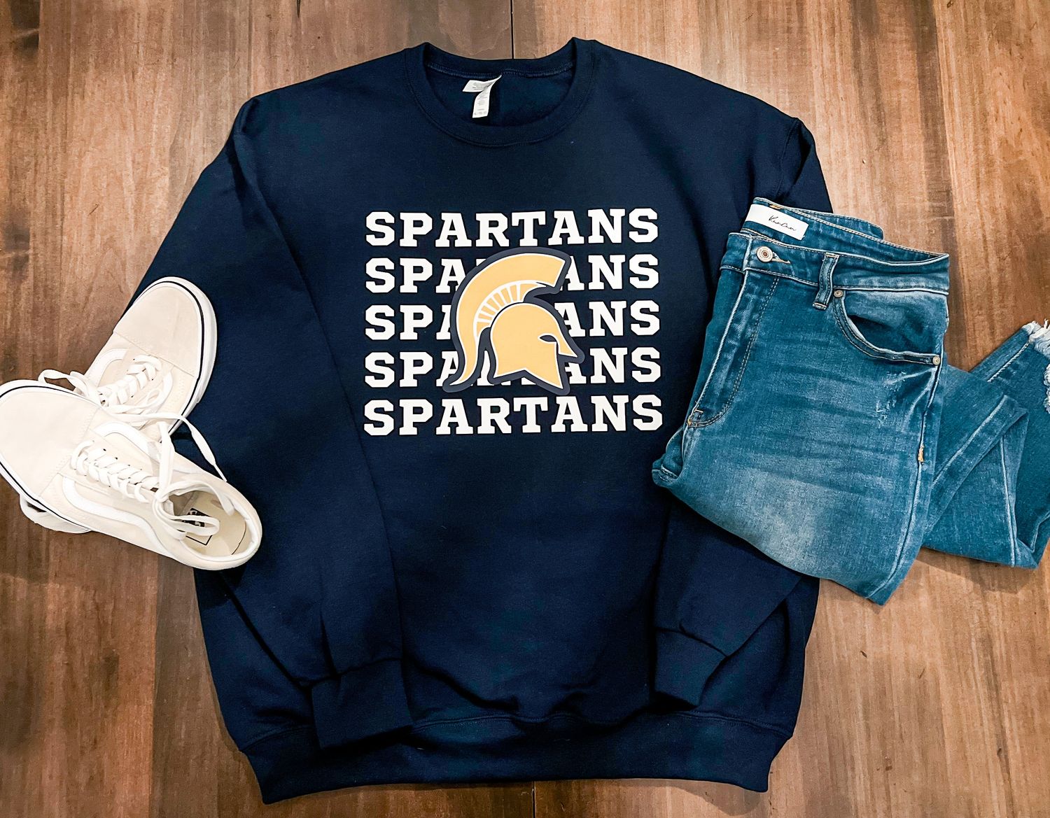 Spartan Repeat Solid Navy Crew