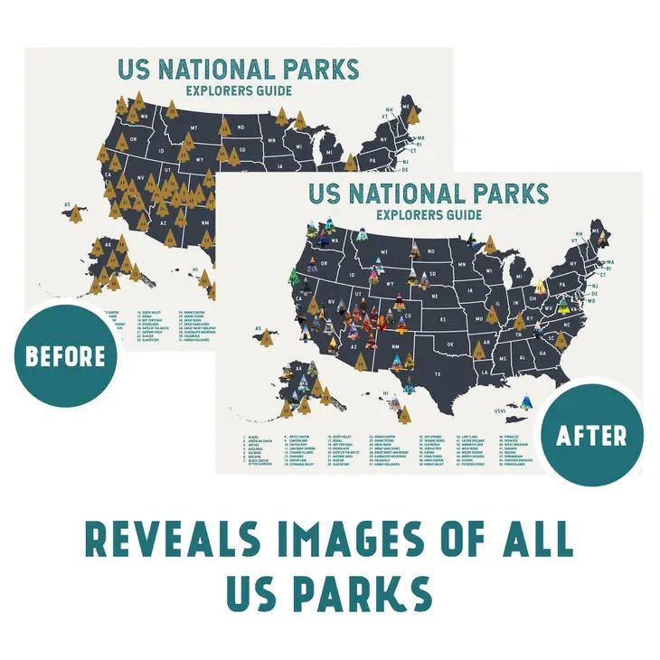 National Park Scratch Off Map, Color: Beige