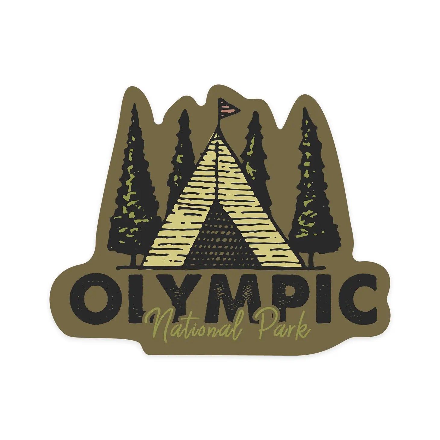 Vinyl Sticker Olympic National Park, Washington, Tent and Trees