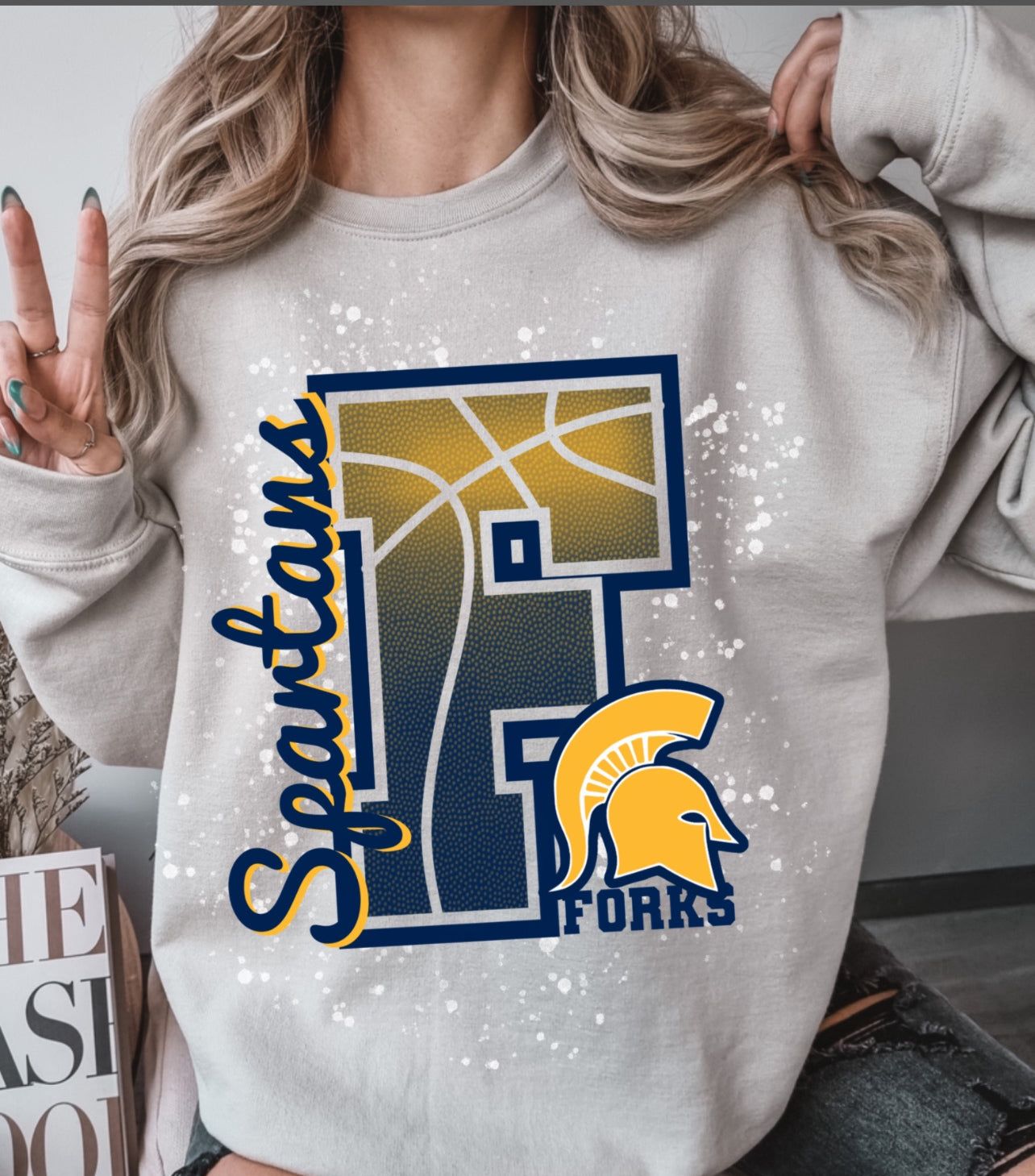 Spartans “F” Basketball Splatter Design