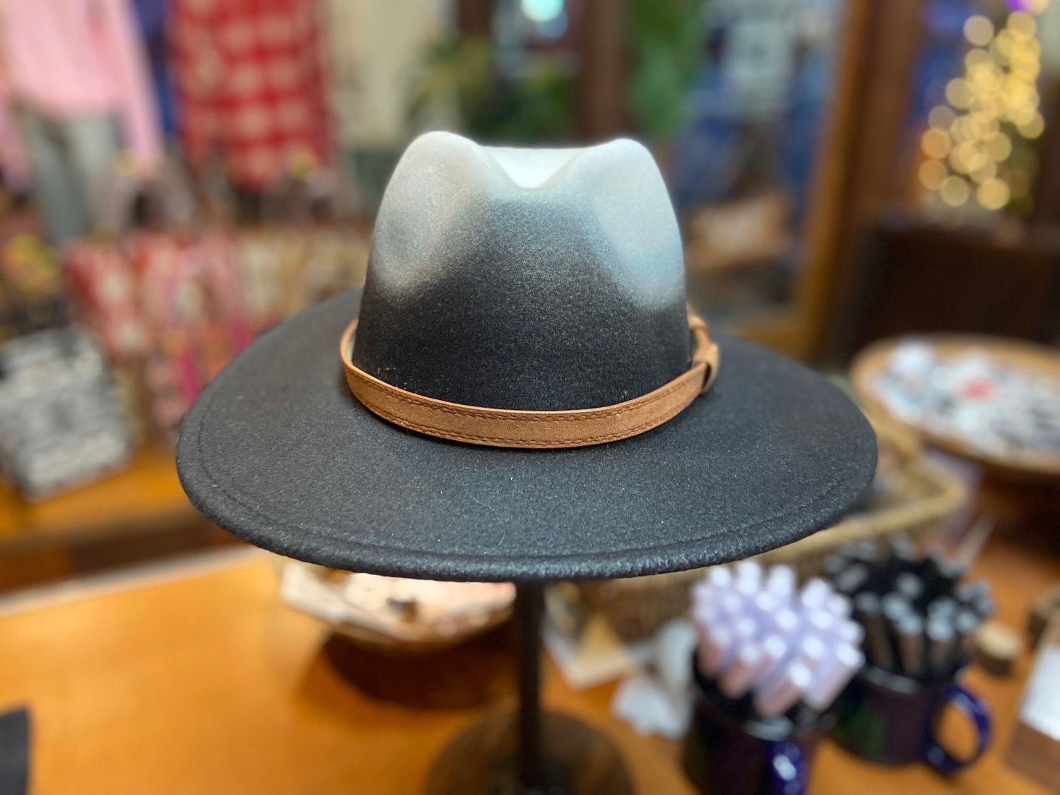 Ombre Wide Brim Hat, Color: Black