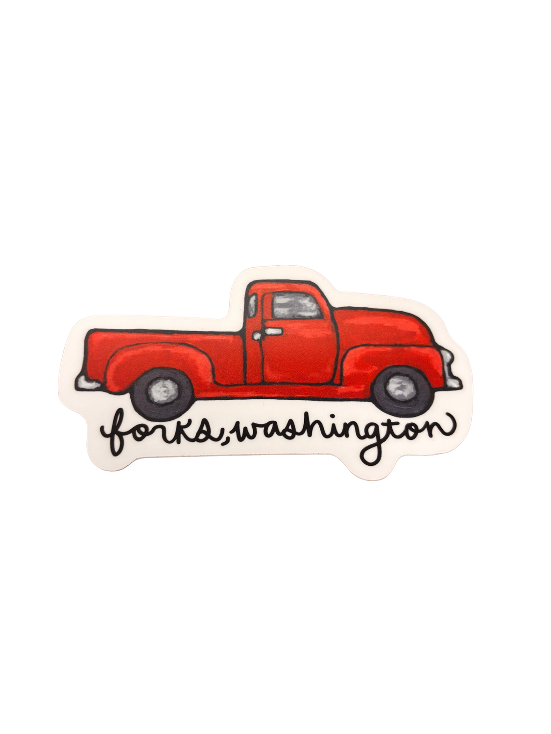 Red Truck Forks ,WA Script Sticker