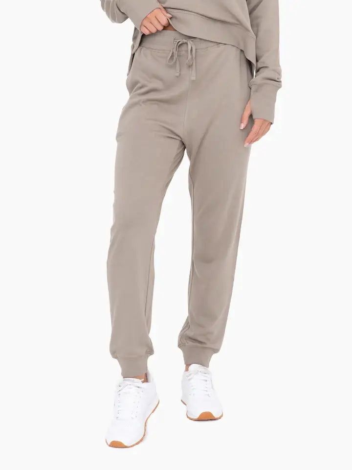 Organic Cotton Blend Joggers- MonoB, Color: Warm Grey, Size: Small